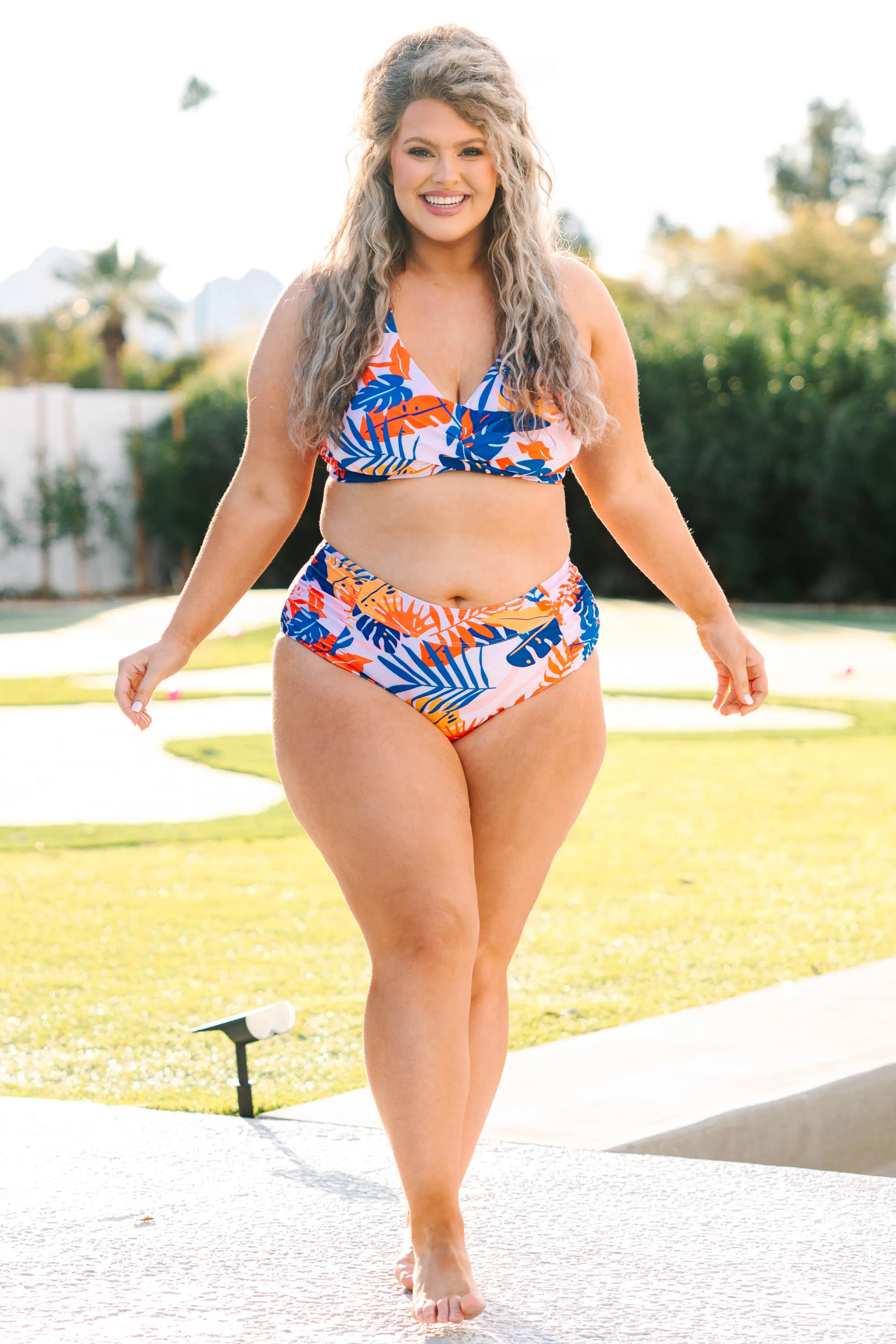 Orange Floral Swim Top