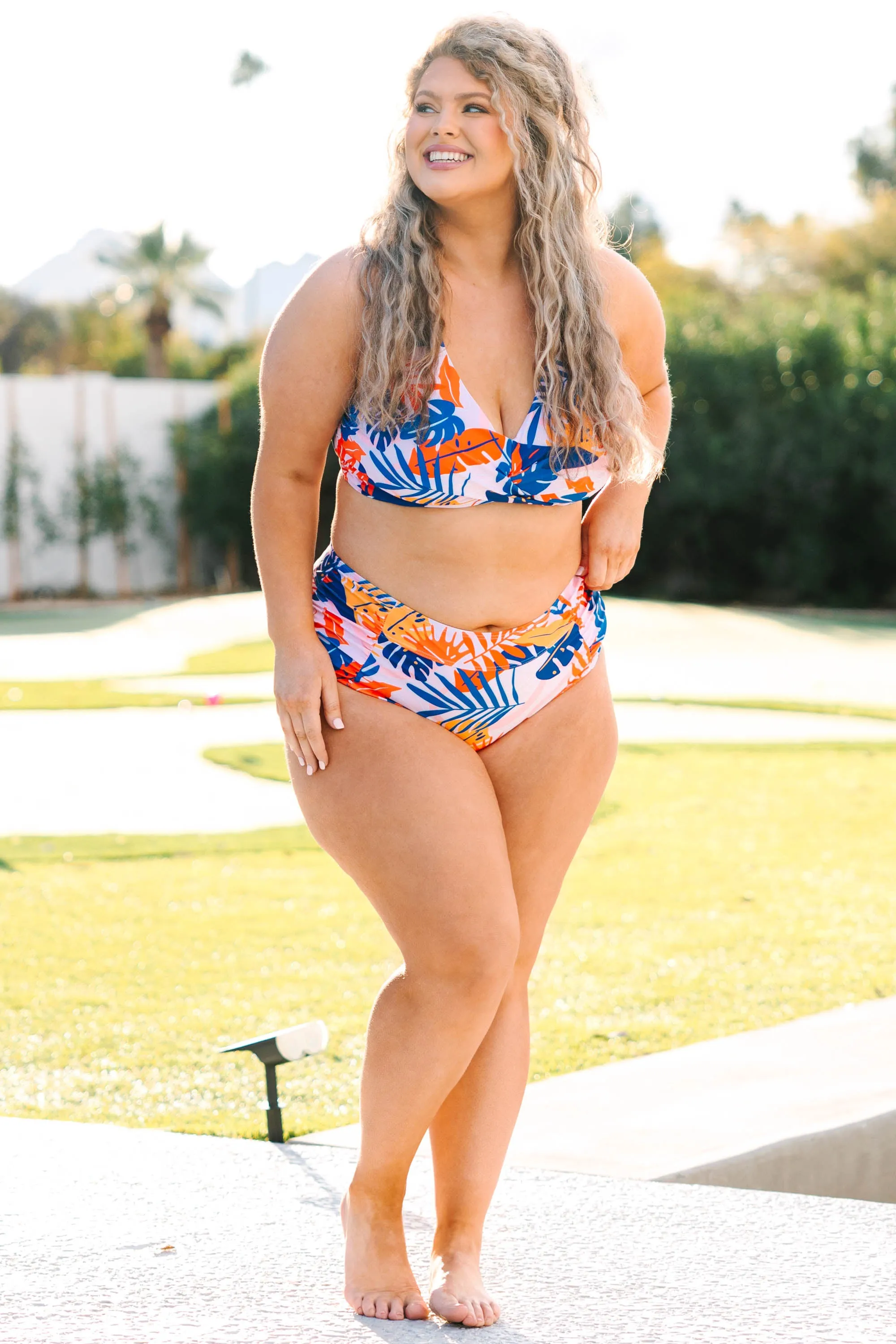 Orange Floral Swim Top