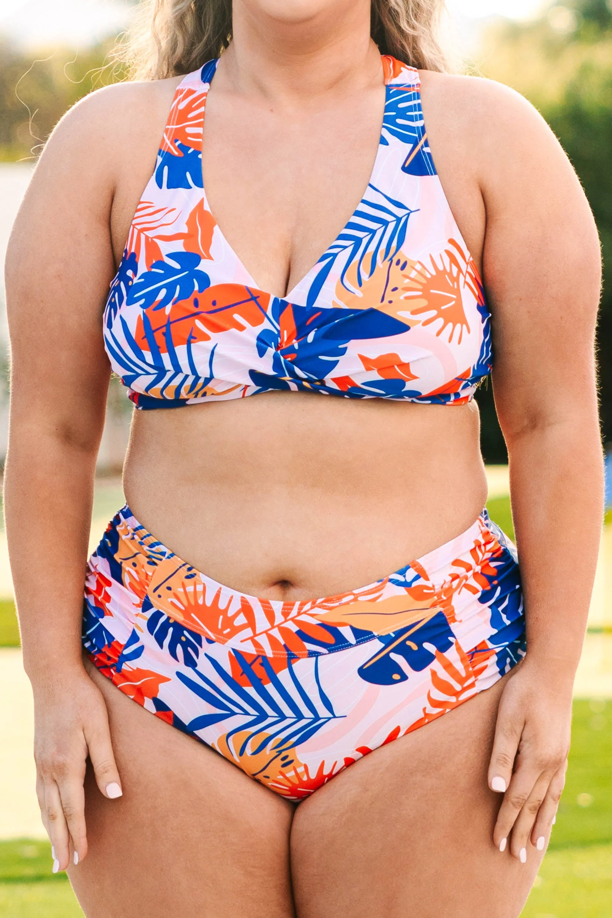 Orange Floral Swim Top