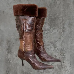 El Dantes Leather and Fur Boots - EU 39 / UK 6