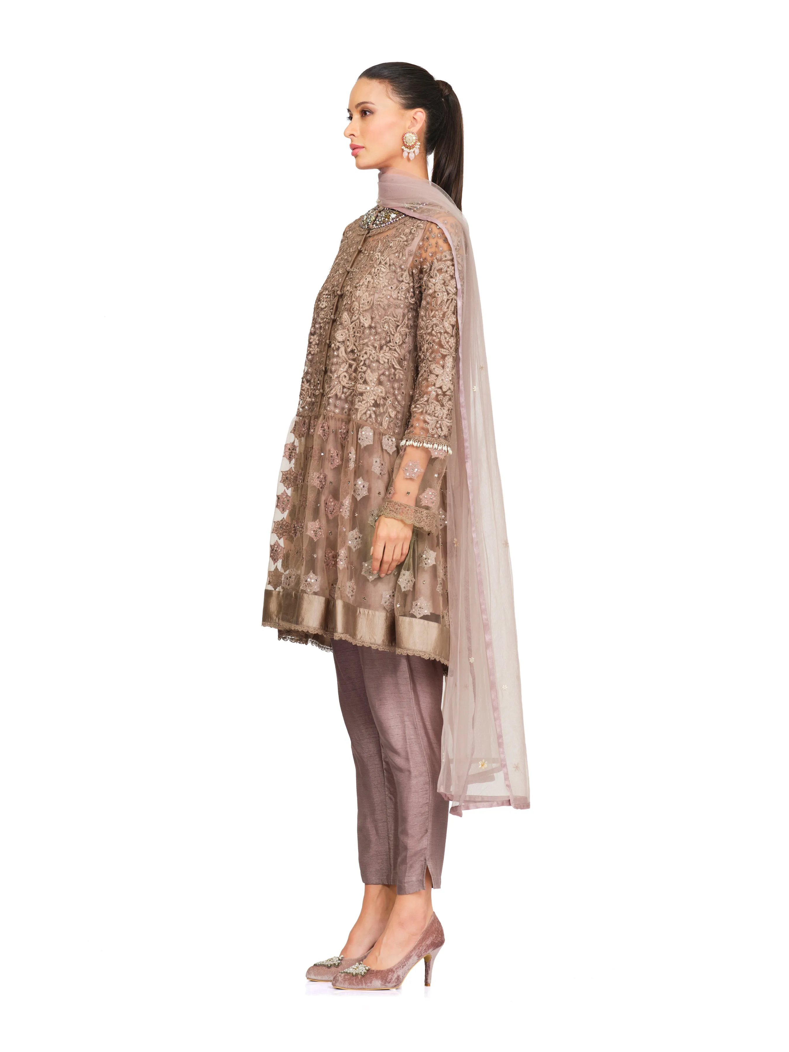 Embroidered Tunic with Flared Design