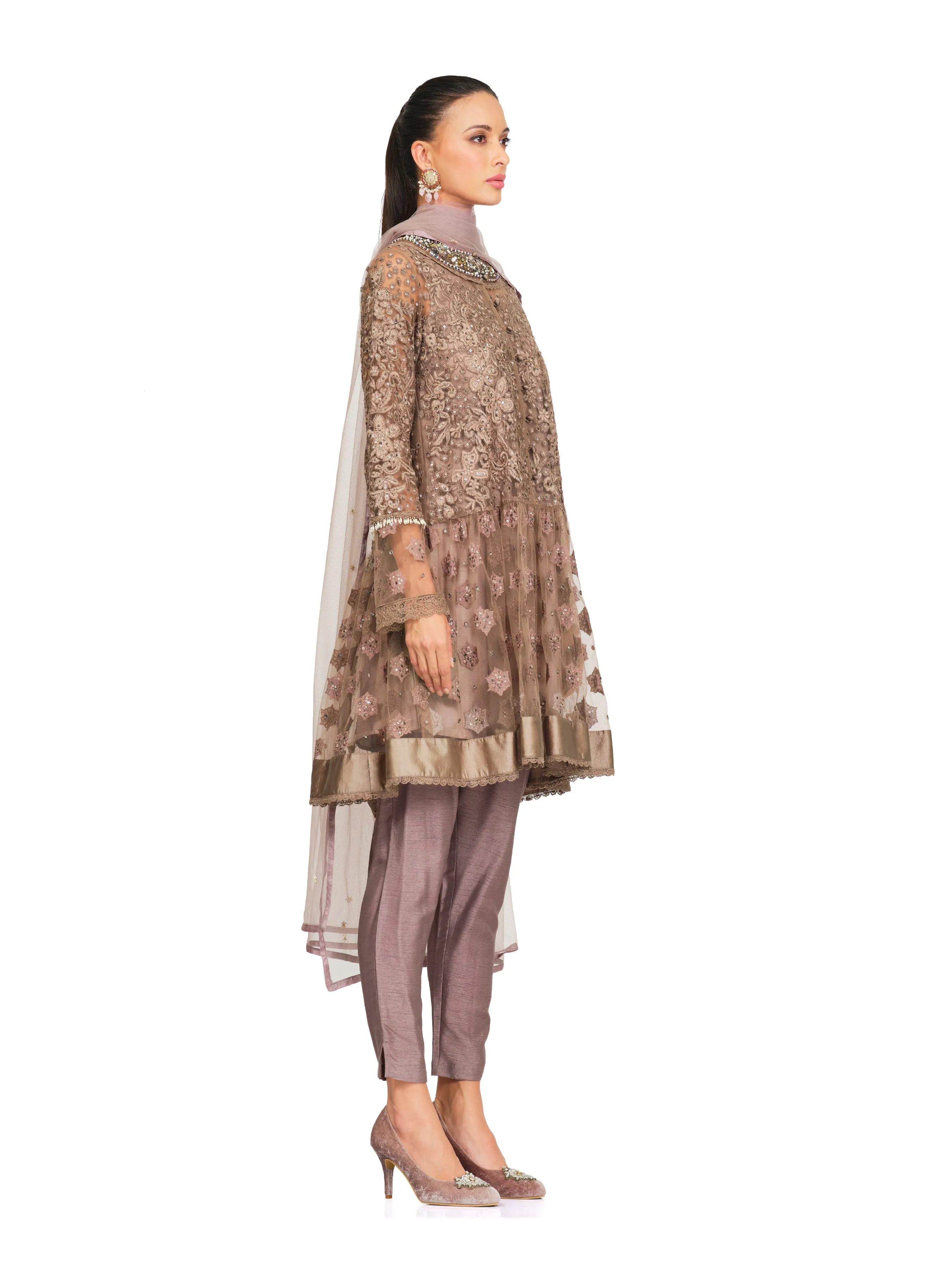 Embroidered Tunic with Flared Design