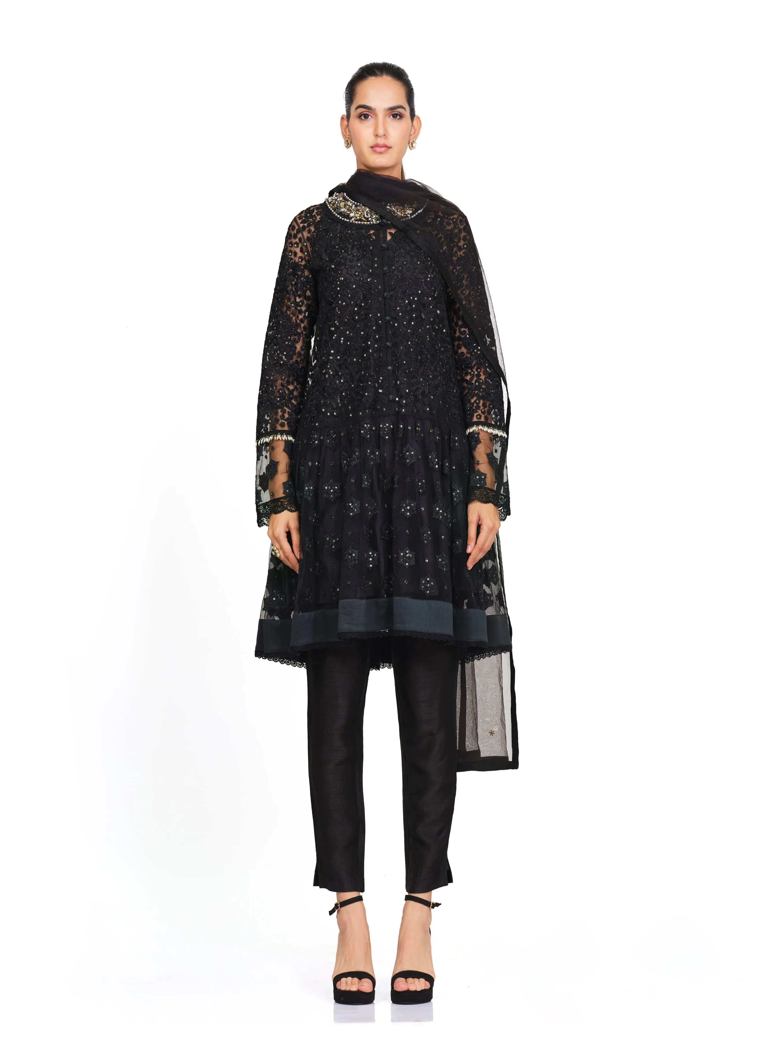 Embroidered Tunic with Flared Design