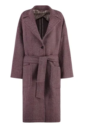 ETRO Elegant Long Wool Coat with Belt