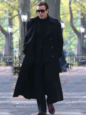 Ewan McGregor Black Wool Coat from Halston TV Show