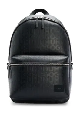 Fauxleather backpack with repeatlogo motif