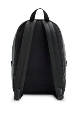 Fauxleather backpack with repeatlogo motif