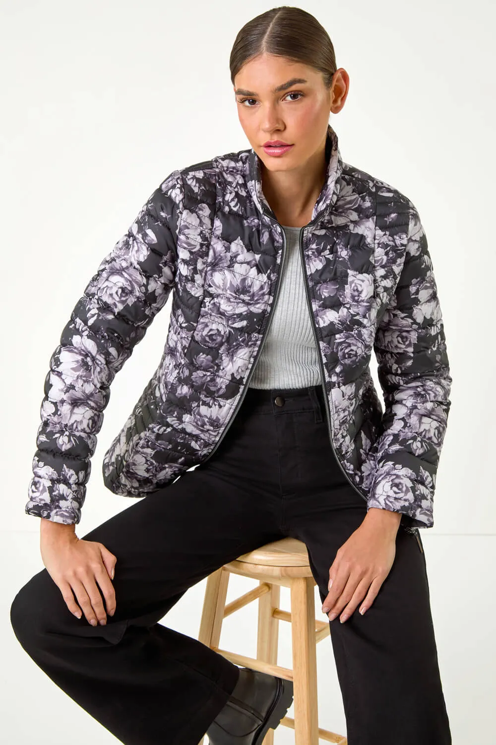 Floral Print Quilted Jacket