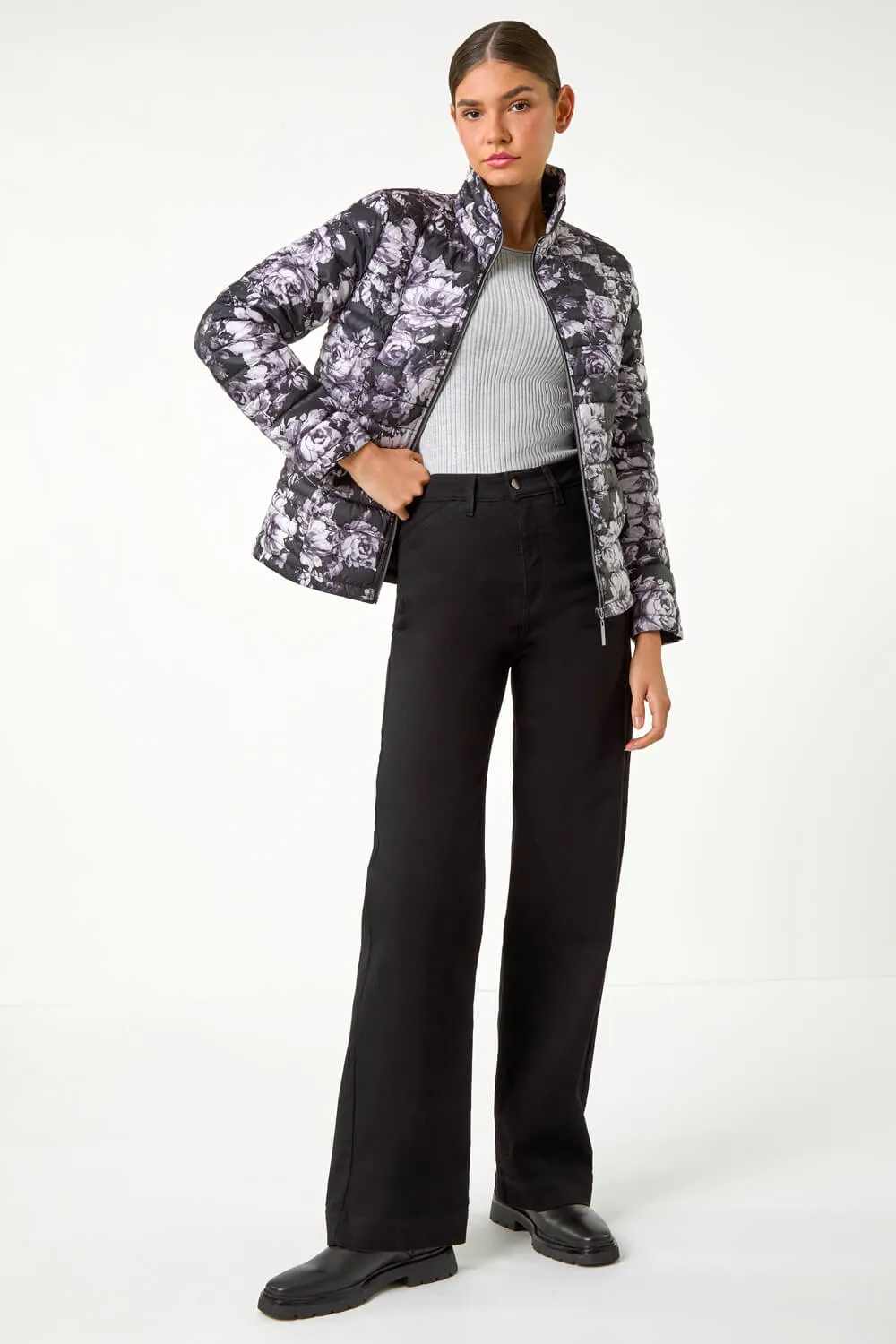 Floral Print Quilted Jacket