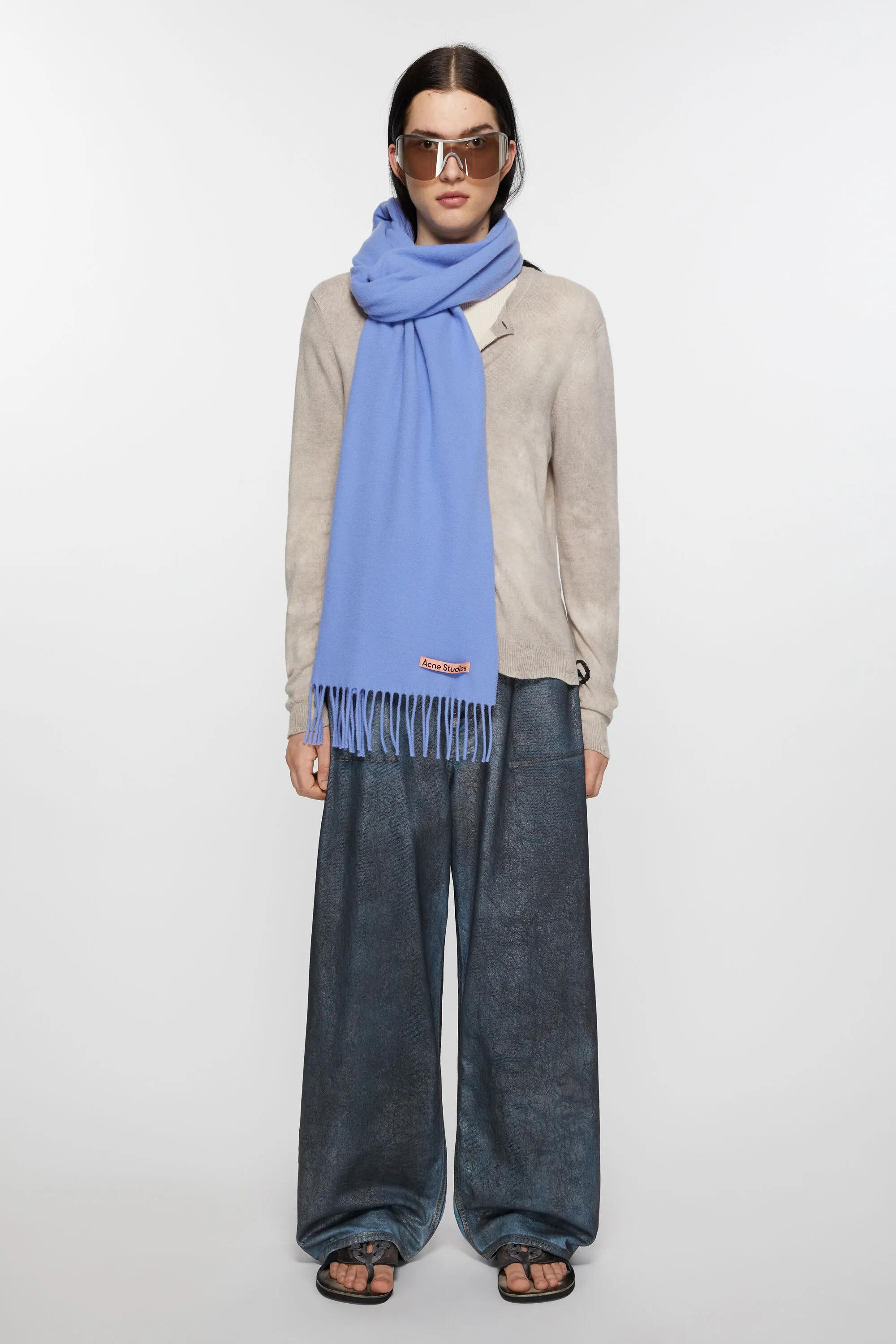 Fringe Wool Scarf Narrow