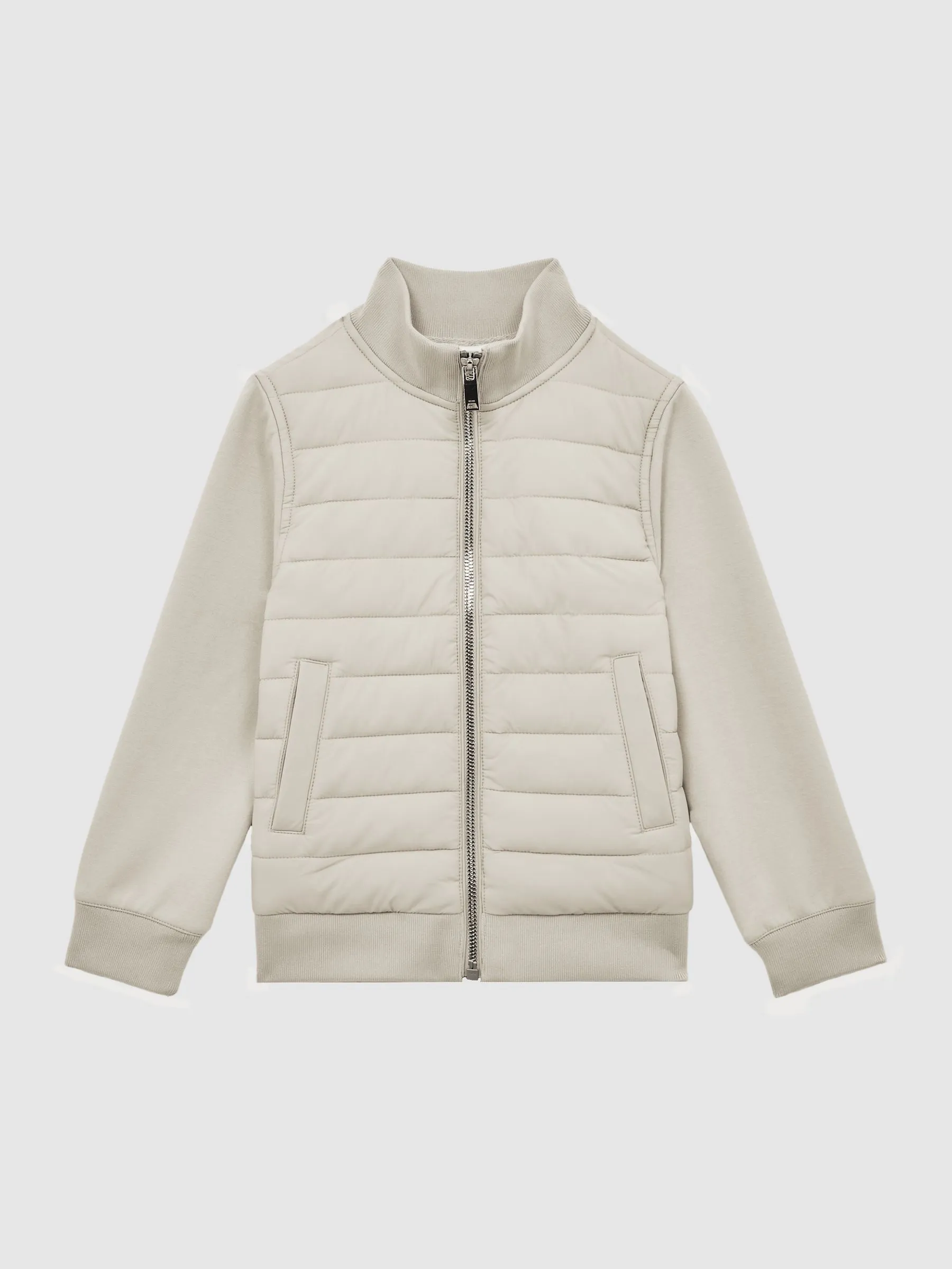 Funnel Neck Quilted Hybrid Jacket