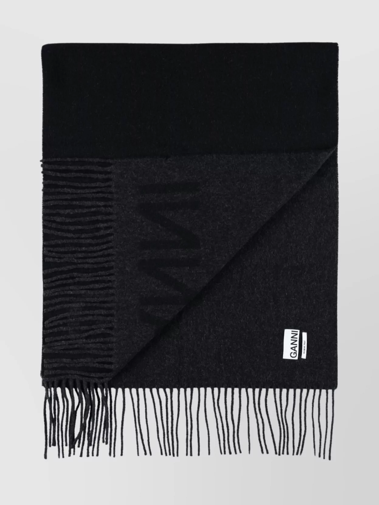 Ganni Fringe Wool Scarf