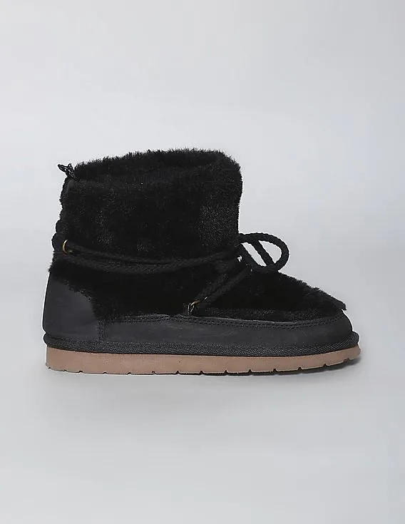 GAP Girls Black Faux Fur Boots