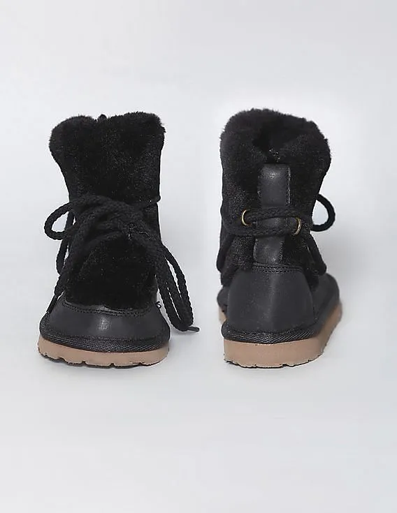 GAP Girls Black Faux Fur Boots