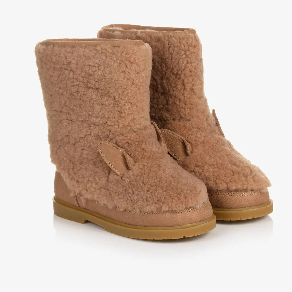 Girls Beige Fur Boots