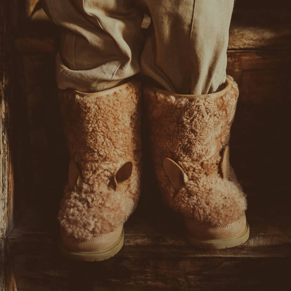 Girls Beige Fur Boots