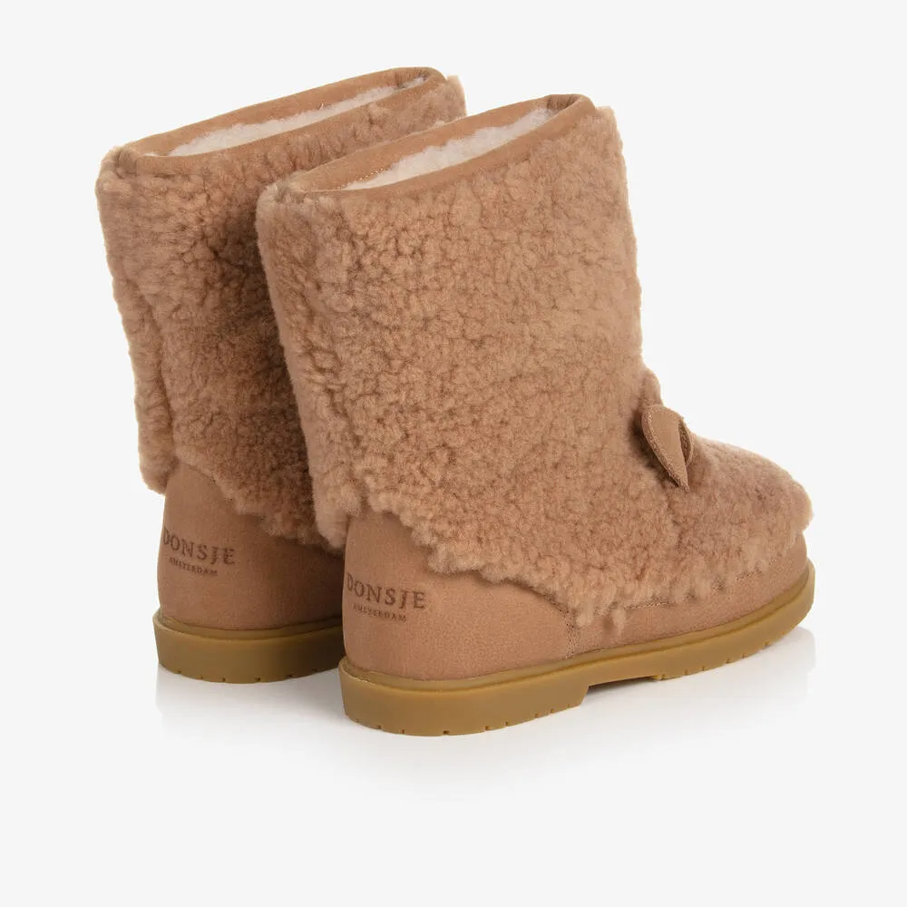 Girls Beige Fur Boots