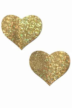 Heart Nipple Pasties - Glitter Gold