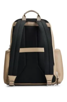 Logo-Lettering Grained Leather Backpack