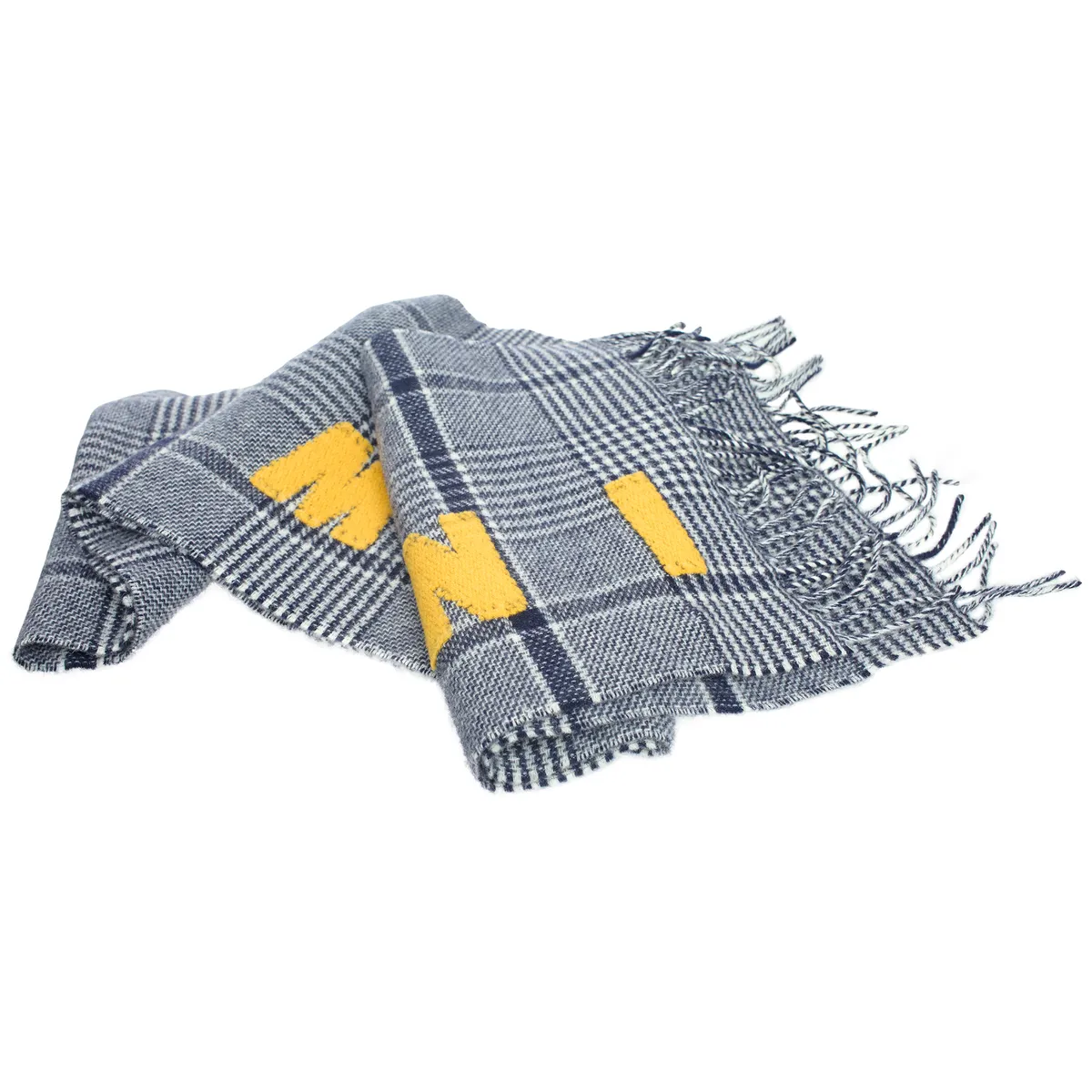 Gray Checked Wool Scarf