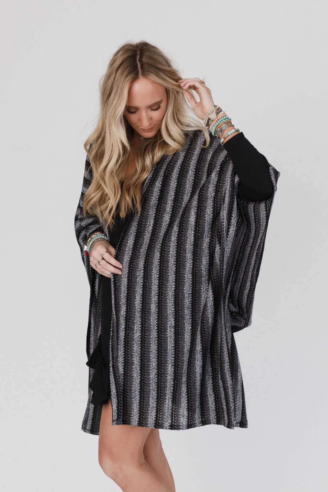 Dark Gray Textured Ruana