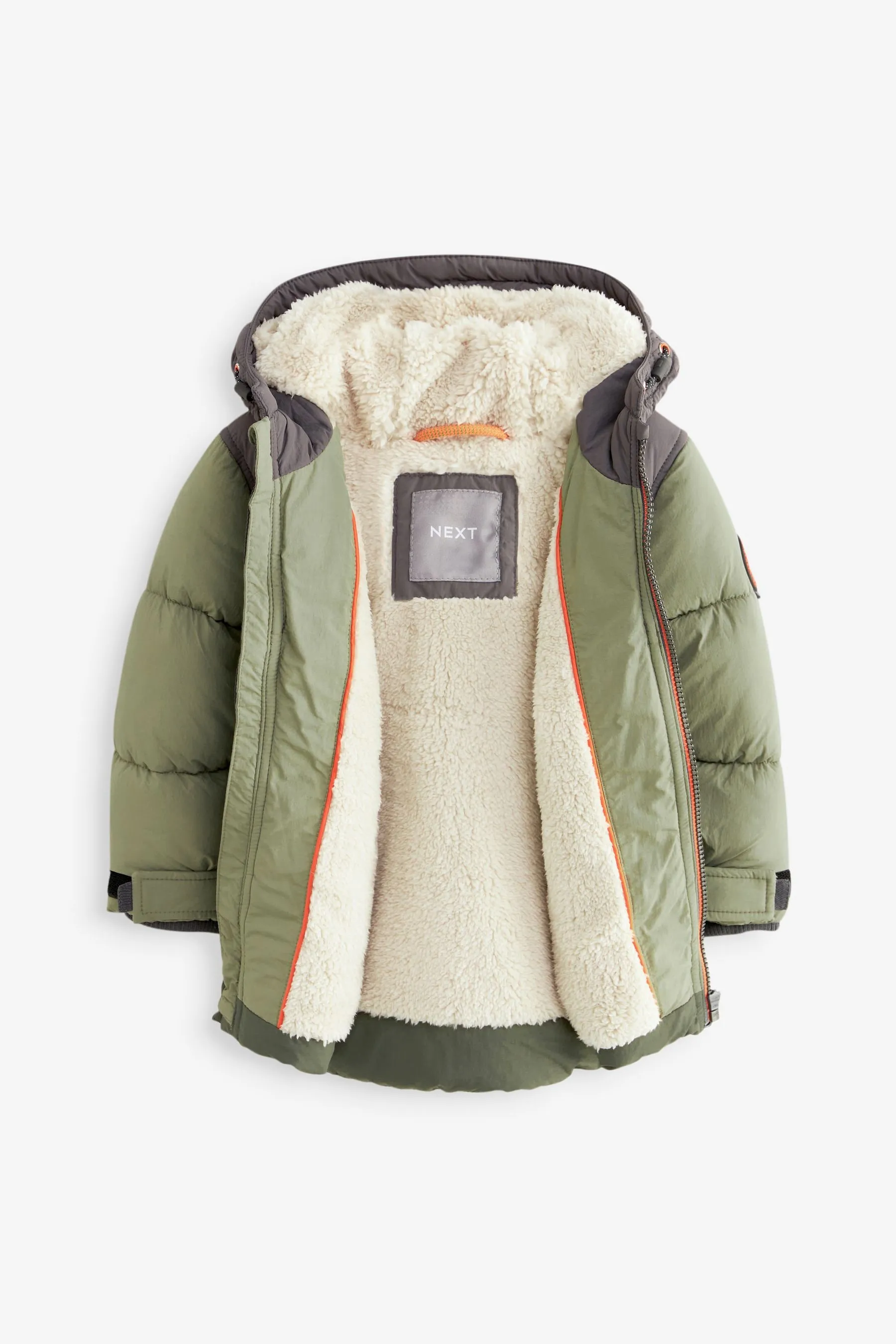 Green Borg Lined Padded Coat