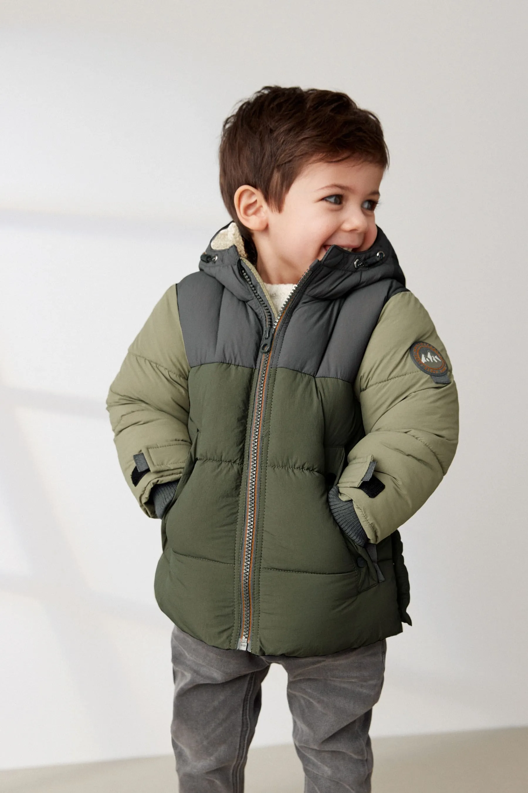 Green Borg Lined Padded Coat