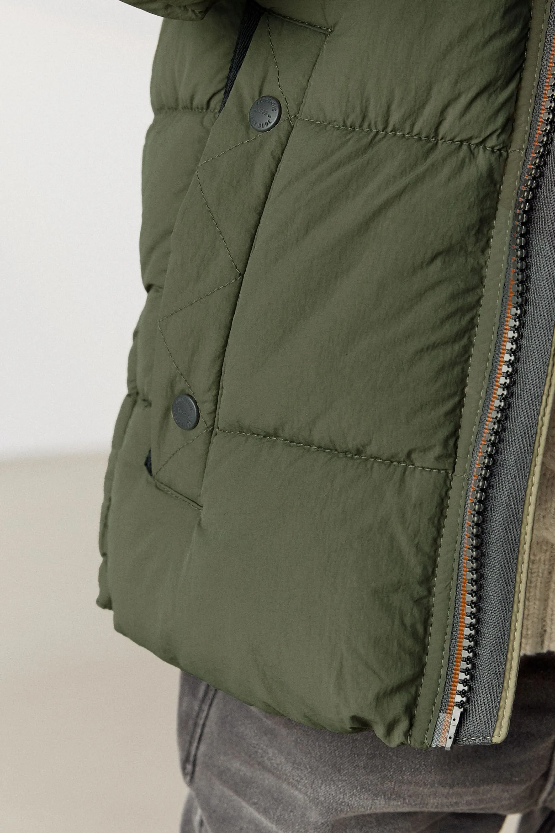 Green Borg Lined Padded Coat