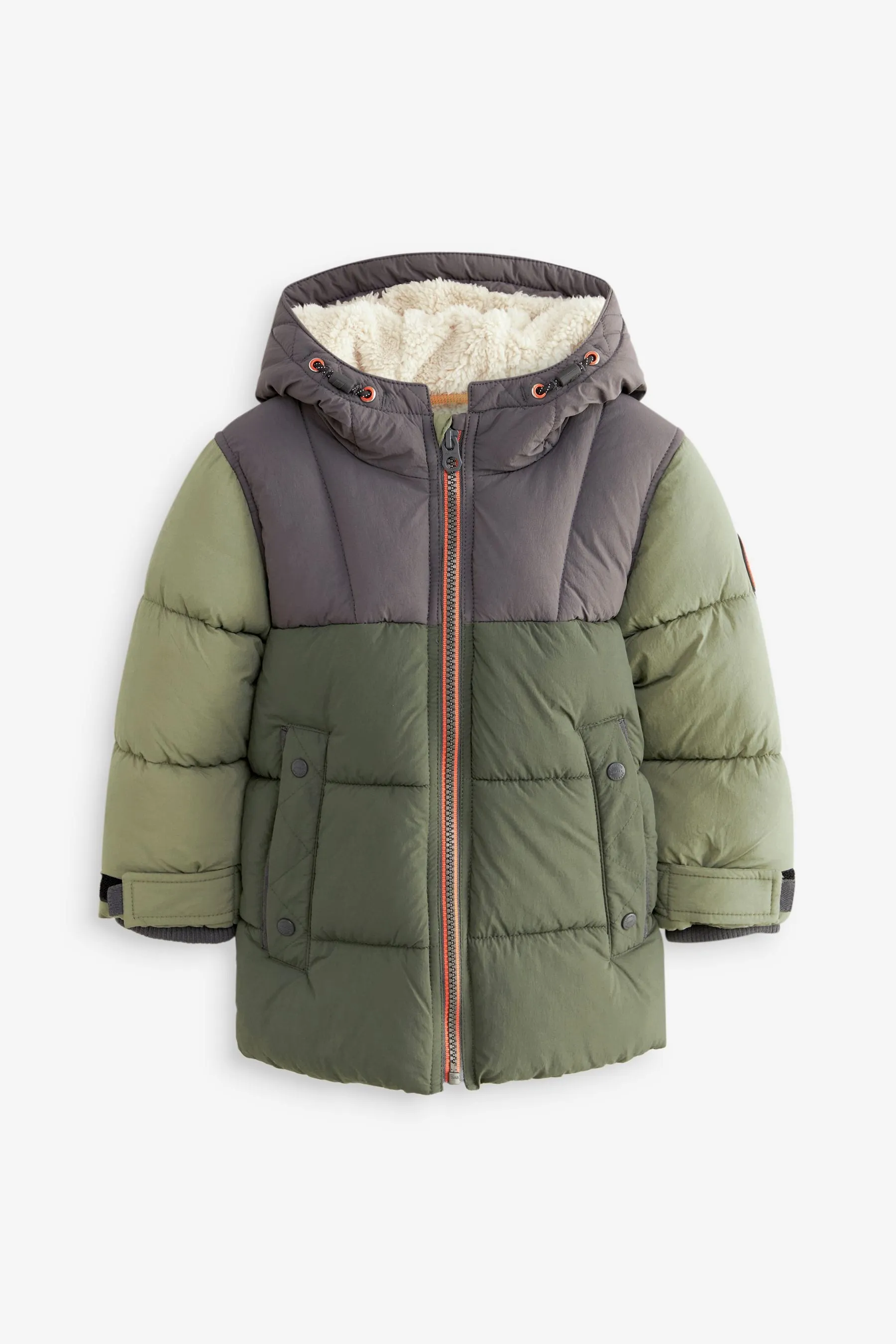 Green Borg Lined Padded Coat