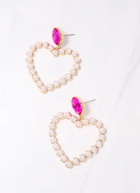 FUCHSIA Heart Drop Earrings by Smitten