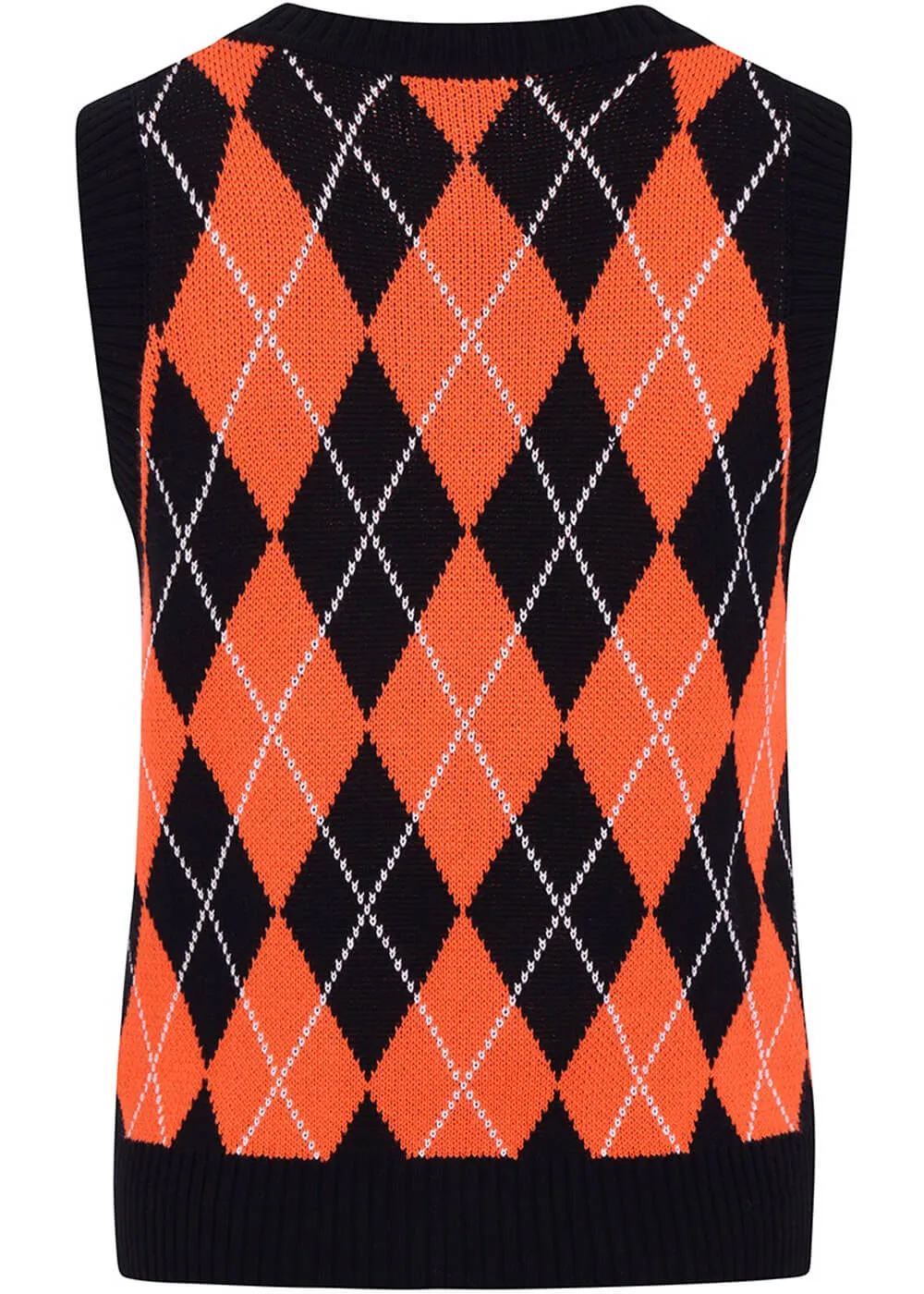 Hell Bunny Rhombus Black Orange Pumpkin Vest 60's Top