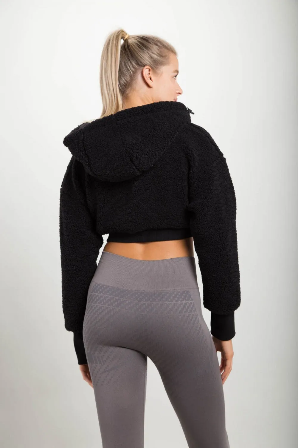 Cropped Hooded Sherpa Top