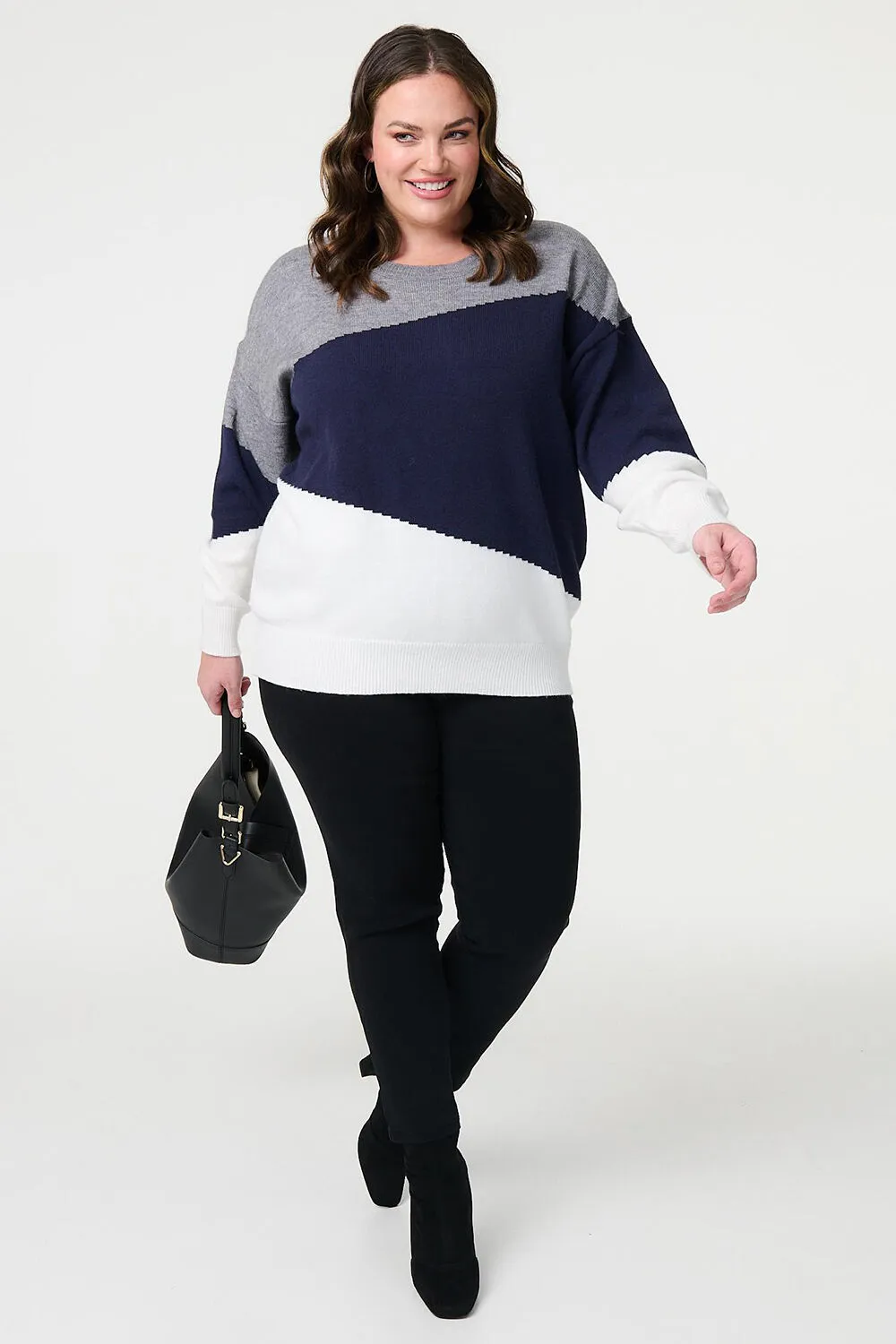 Izabel London Colour Block Relaxed Knit Sweater