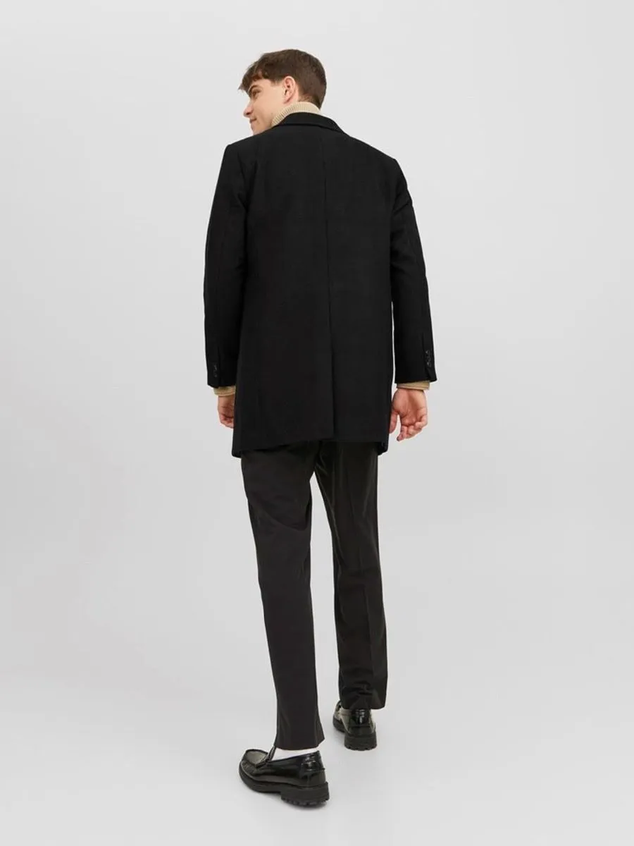 Jack and Jones Long Morrison Wool Coat Jacket Black