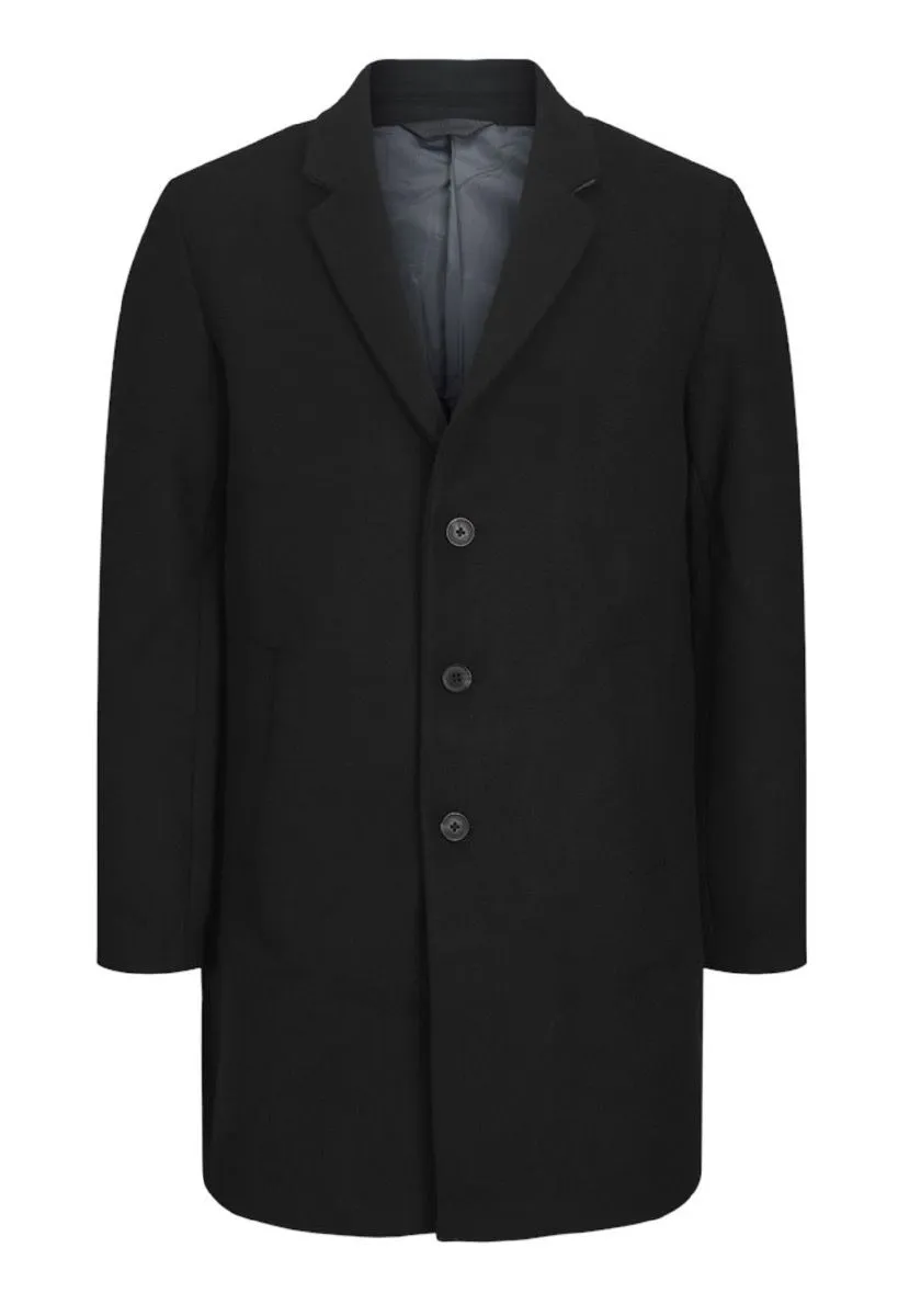 Jack and Jones Long Morrison Wool Coat Jacket Black