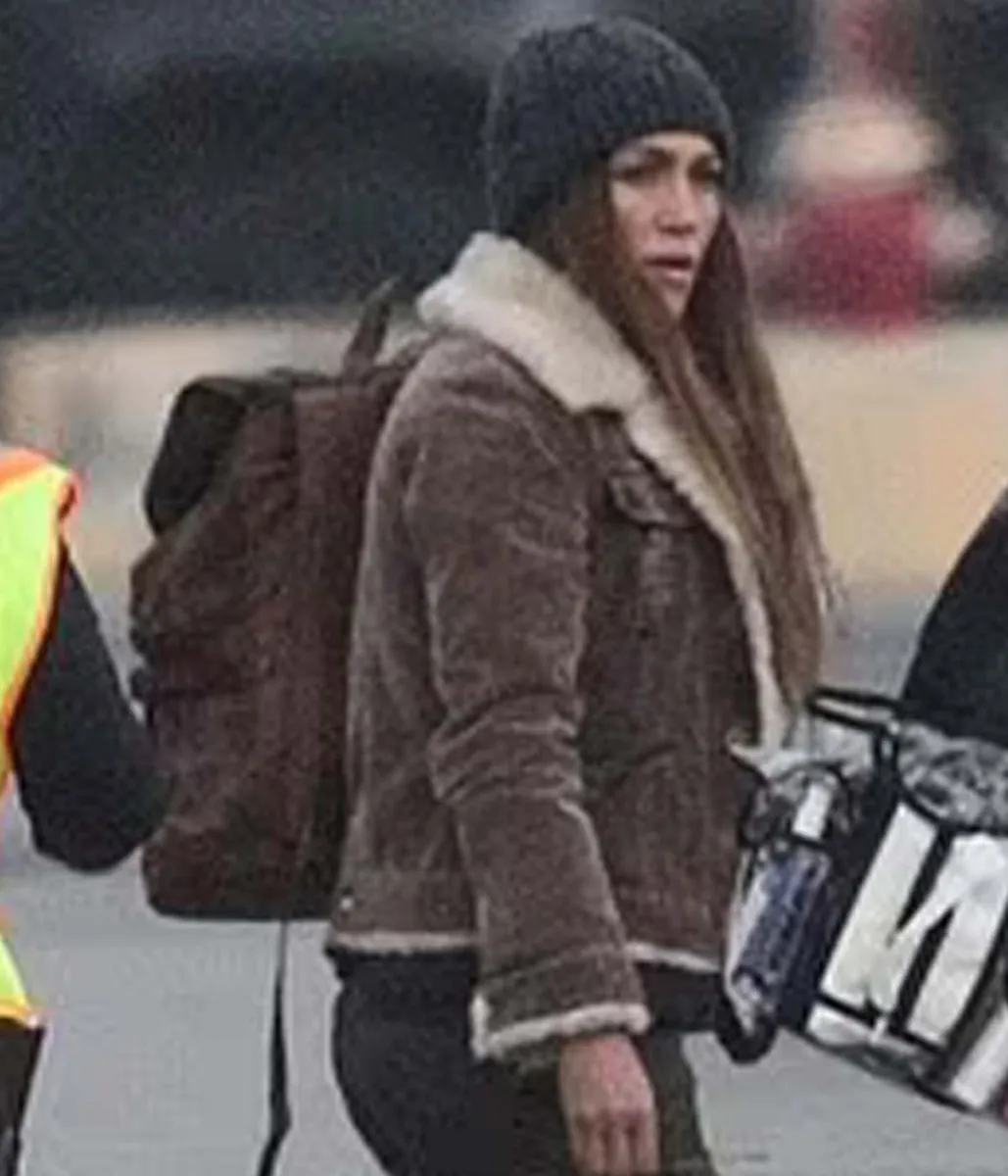 Jennifer Lopez Shearling Brown Jacket