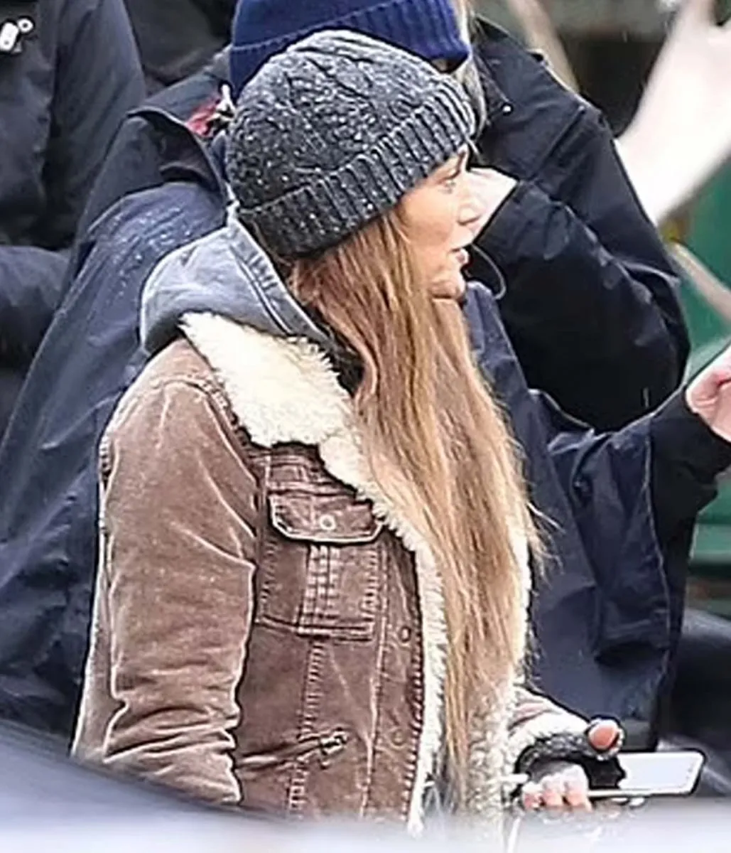 Jennifer Lopez Shearling Brown Jacket