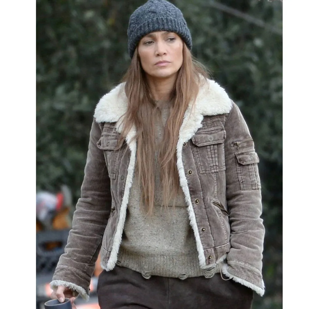 Jennifer Lopez Shearling Brown Jacket