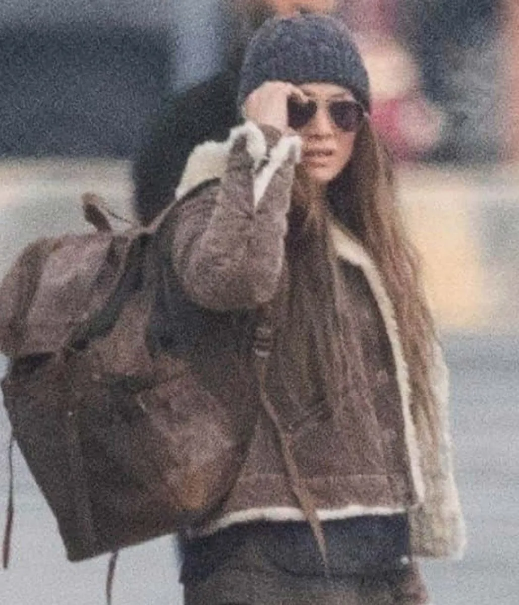 Jennifer Lopez Shearling Brown Jacket