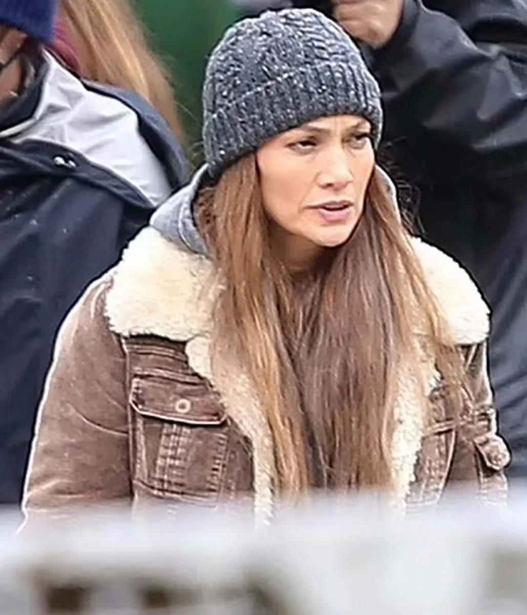 Jennifer Lopez Shearling Brown Jacket