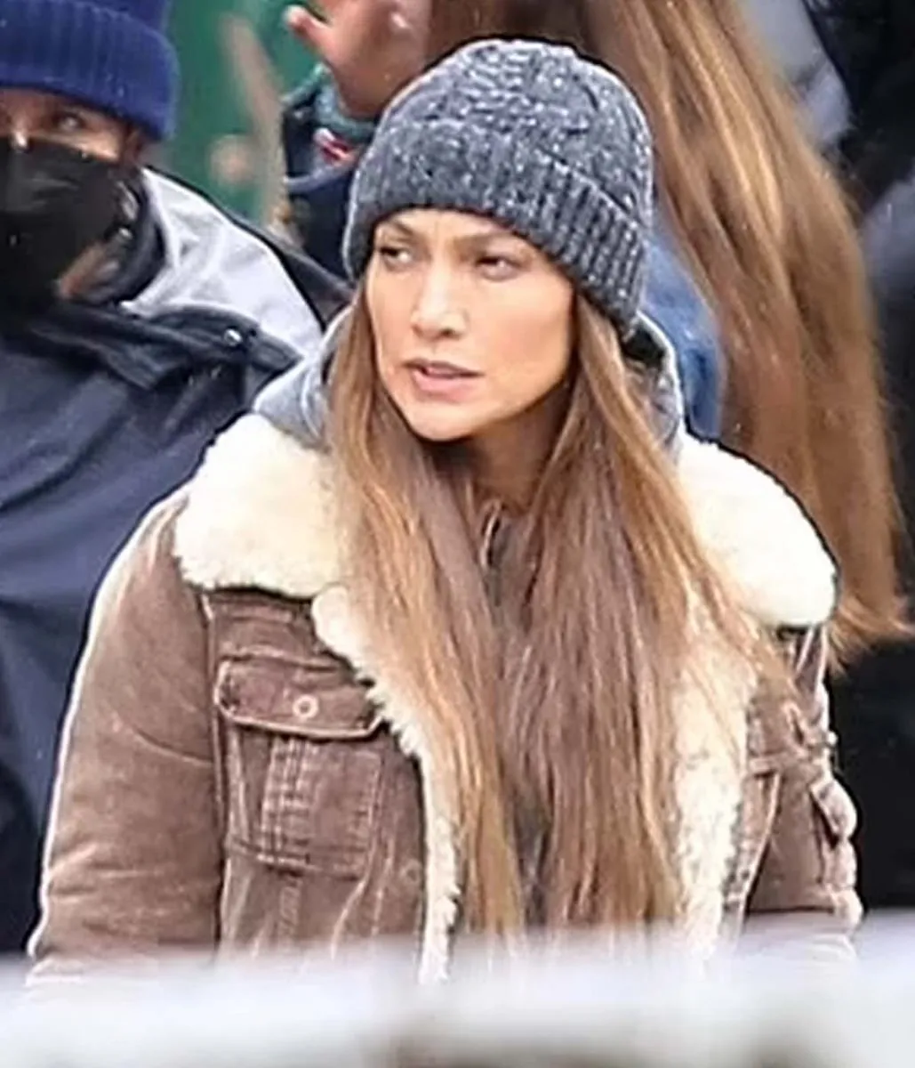 Jennifer Lopez Shearling Brown Jacket