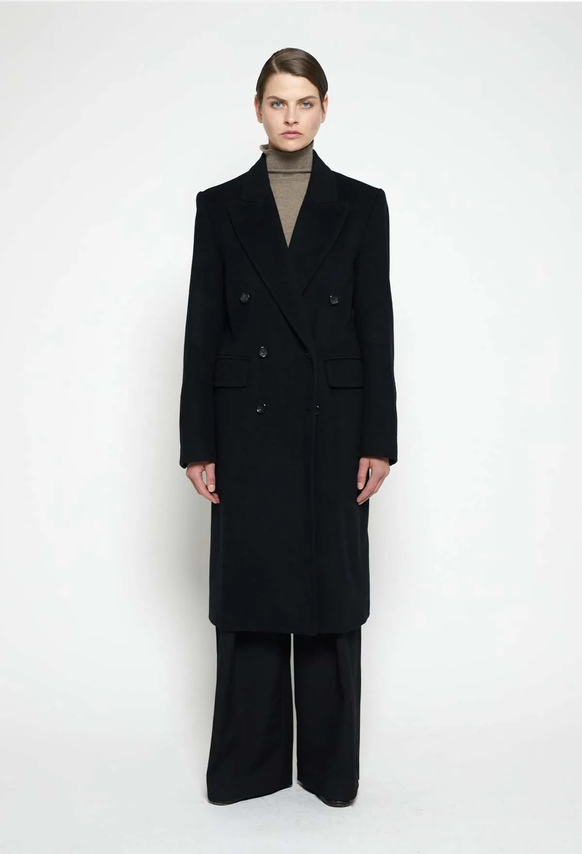 Julia Jentzsch Cameron Double-breasted Wool Coat Black