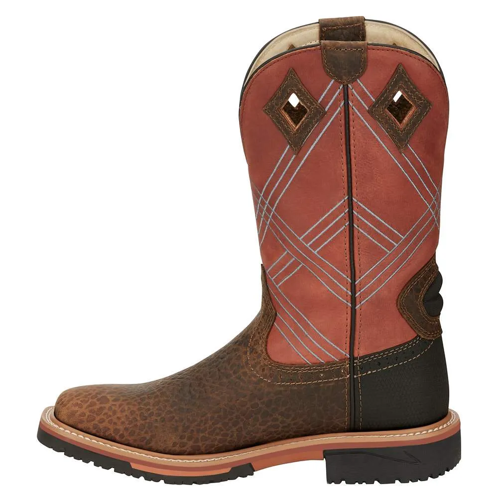 Justin Men's Waterproof Brown/Orange Work Boot