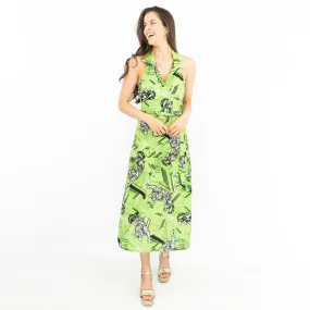 Sleeveless Summer Midi Dress Green Tiger Print by Karen Millen