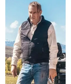 John Dutton Black Quilted Vest from Yellowstone TV Series by Kevin Costner | Abbraci