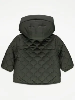 Baby Khaki Quilted Coat at George ASDA