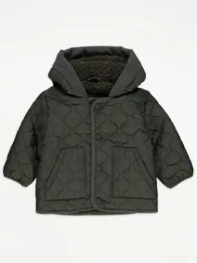 Baby Khaki Quilted Coat at George ASDA