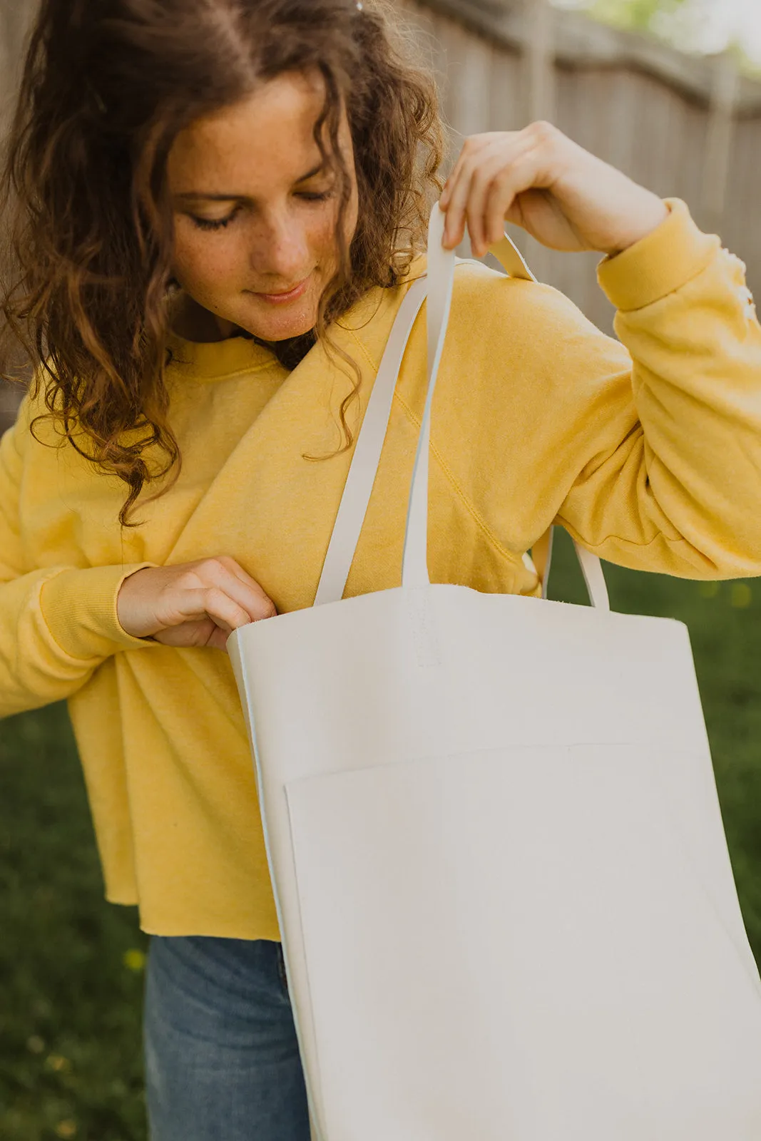 Leather Tote {Cream}