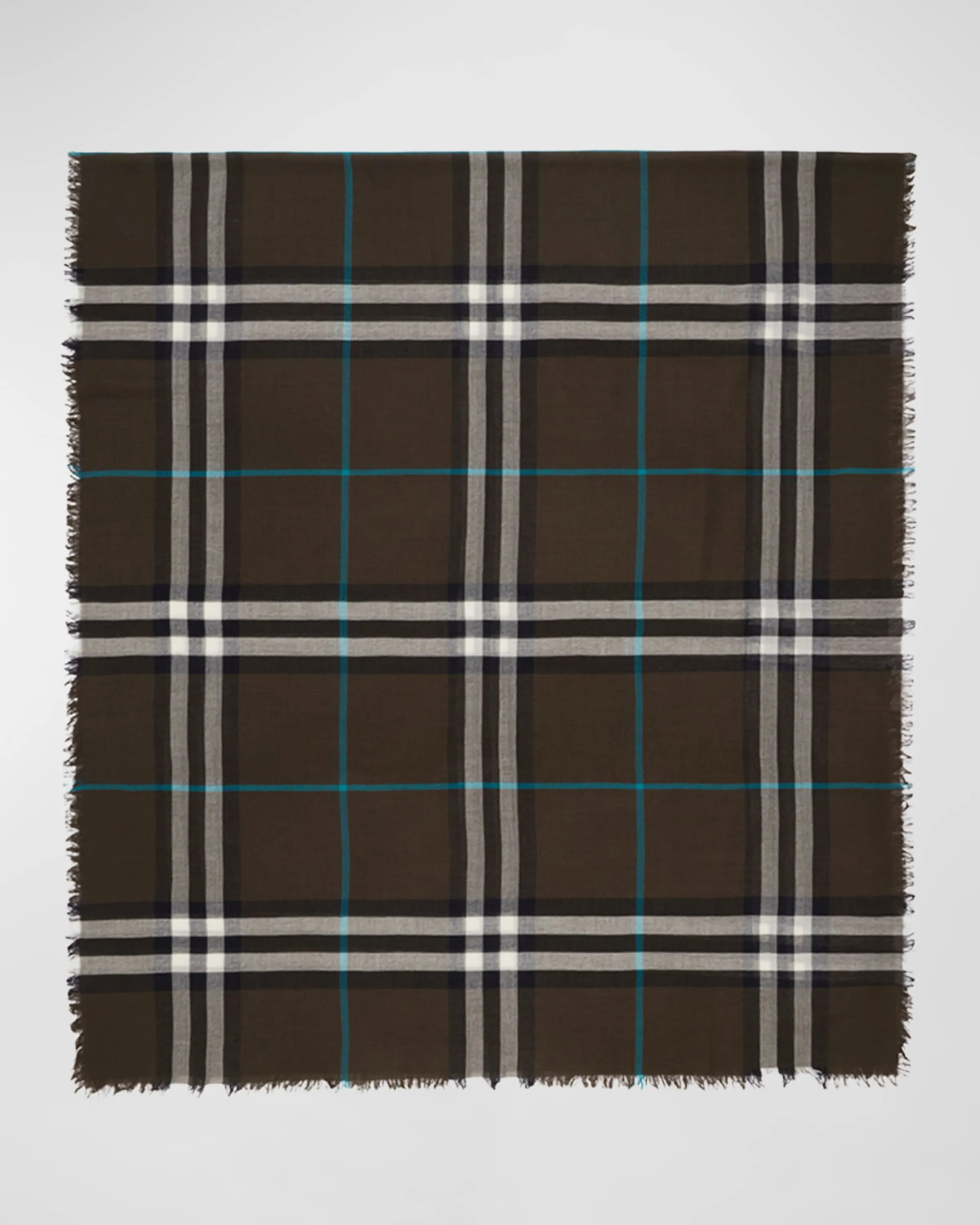 Lightweight Check Wool Scarf