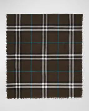 Lightweight Check Wool Scarf